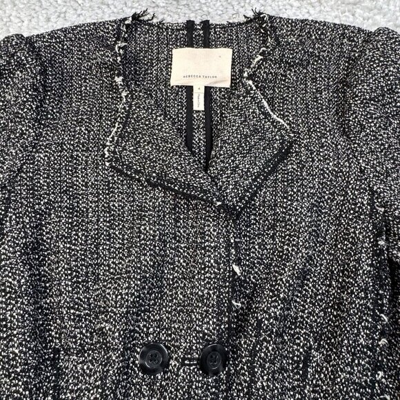 Rebecca Taylor Black and White Tweed Blazer with Peplum - Picture 8 of 9